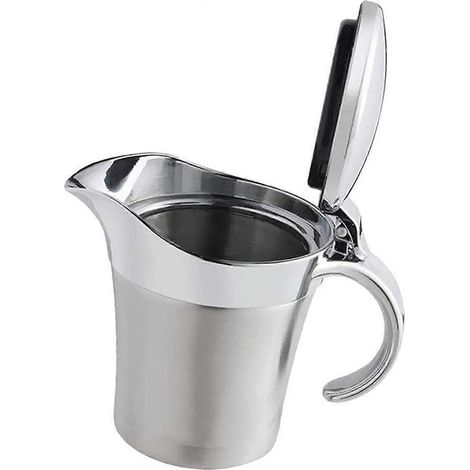 Saucière double paroi en acier inoxydable avec couvercle à charnière, pichet à sauce isotherme de 473 ml (16 oz) pour les repas de Thanksgiving et de Noël. (1/4)