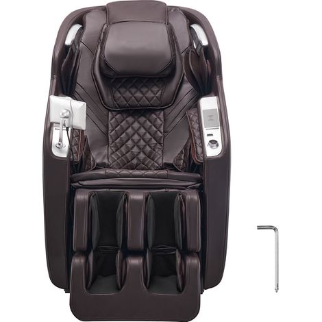 Fauteuil de massage 4D corps entier inclinable apesanteur, rail SL, étirement yoga, commande vocale IA, chaleur, rouleaux pieds, repose-pieds escamotable, 36 coussins d'air, écran LCD, télécommande ac (1/5)