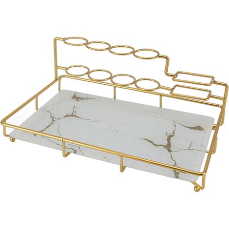 Elektrischer Zahnbürstenhalter, vielseitig einsetzbar, leicht, luxuriös und elegant, mit Steinmaserung, Zahnpasta-Organizer für Badezimmerablage, Weiß (1/5)