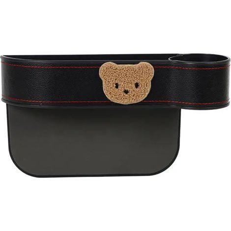 (Black copilot) Boîte de rangement de voiture 1 pièce, organisateur latéral de siège, porte-gobelet, en cuir multifonctionnel, comble l'espace entre les sièges, accessoires de voiture (1/5)