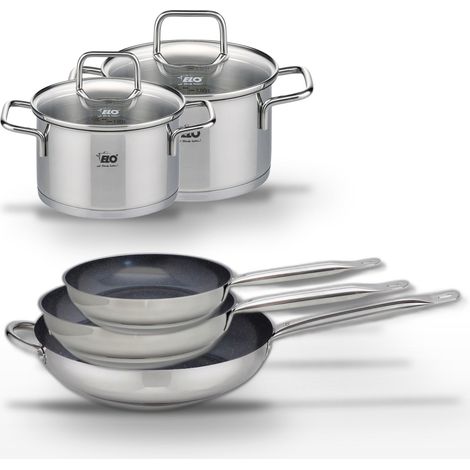 Lot de 3 Poêles céramique sans PFAS 24/28/32 cm Elo Profi Therm Platinum et 2 Faitouts (1/5)