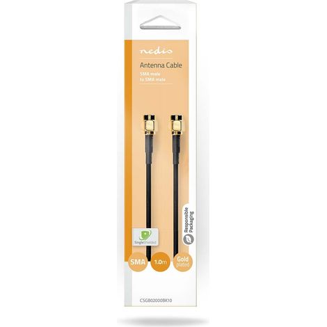 Nedis Antennenkabel / SMA-Stecker / SMA-Stecker / Vergoldet / 50 Ohm / Einzeln geschirmt / 1.00 m / Rund / PVC / Schwarz / Umschlag