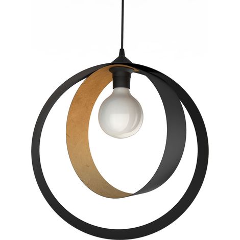 LUMICOM NUCLEO Sospensione, 1X E27, max 42W, metallo, nero opaco/foglia oro, D.40cm (1/4)