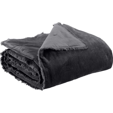 VIVARAISE - Plaid uni Vivaraise Fara - Housse 100% coton, garnissage 100% polyester - 135 x 200 cm