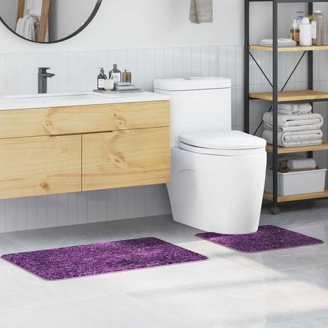Set de 2 tapis de bain antidérapants en PP violet, 50 x 50 cm et 60 x 90 cm - PANGIVO (1/5)