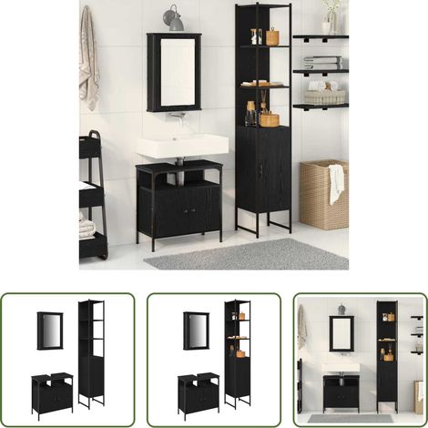 vidaXL Meubles modernes -  Ensemble de mobilier de salle de bain 3 pcs Chêne noir (1/5)