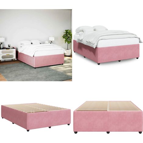 vidaXL Bettgestell Rosa 160x200 cm Samt (1/5)