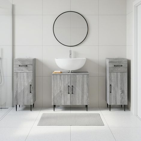 vidaXL 3 Piece Bathroom Cabinet Set HAARLEM Grey Sonoma (1/5)