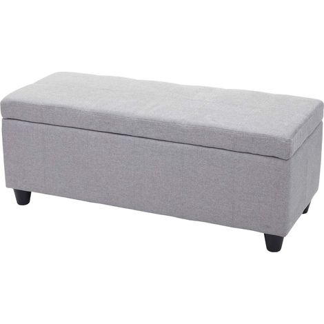 Panca contenitore con seduta imbottita 45 x 114 x 45 cm in tessuto grigio chiaro 040010868