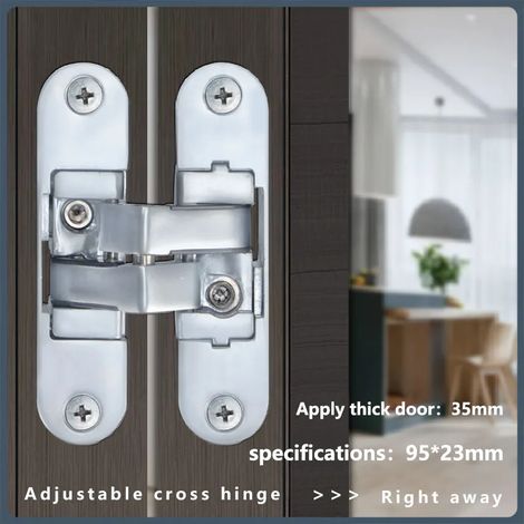 (Petite droite 3 - Chine continentale) Charnière en croix cachée Charnière de porte invisible Charnière de porte pliante plate à 180 degrés réglable en trois dimensions Charnière de porte en bois cach (1/5)