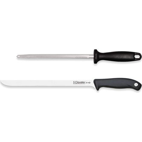 Set de cuchillo jamonero y chaira 3 Claveles Evo 25 cm 2 Piezas (1/5)