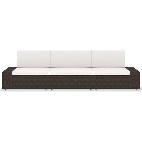 Divani da Giardino  Divano Modulare a 3 Posti in Polyrattan Marrone (1/5)