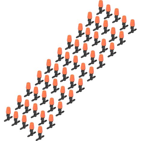 50 raccords en T avec buses de micro-atomisation réglables orange pour l'irrigation de jardin et de serre (1/5)