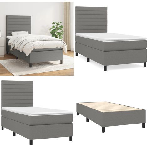 Boxspringbett mit Matratze Dunkelgrau 90x200 cm Stoff - Boxspringbett - Doppelbett - Bettenrahmen - Matratze - Nachttisch - Home & Living (1/5)