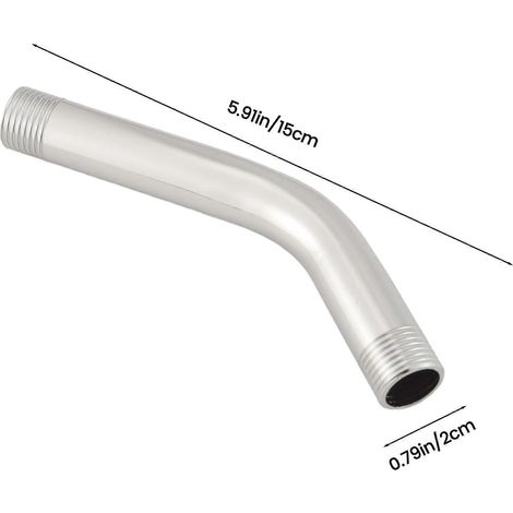 Rallonge de pommeau de douche mural en acier inoxydable G1/2 pouce 15 cm, bras de douche coudé, tuyau supplémentaire (1/5)