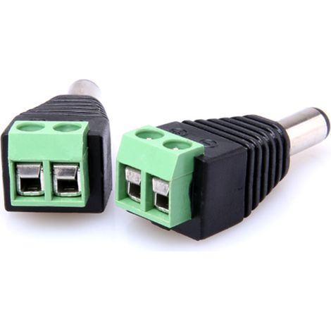 10 Stück DC-Stromanschlussstecker (männlich) Adapter zum kostenlosen Anlöten für CCTV-Kameras mit LED-Überwachung (12 V, 2,1 mm) (1/5)