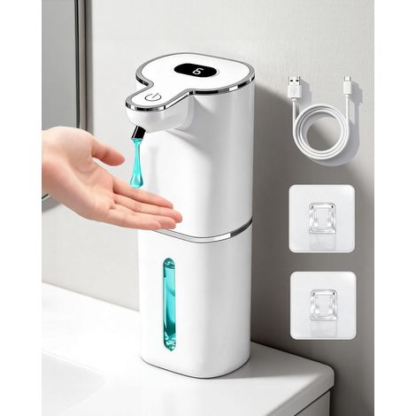 1 Distributeur Savon Automatique, 6 Niveaux Réglables, Capteur Infrarouge, Écran Digital, Batterie 1200mAh, USB, IPX5, Cuisine Salle de Bain
