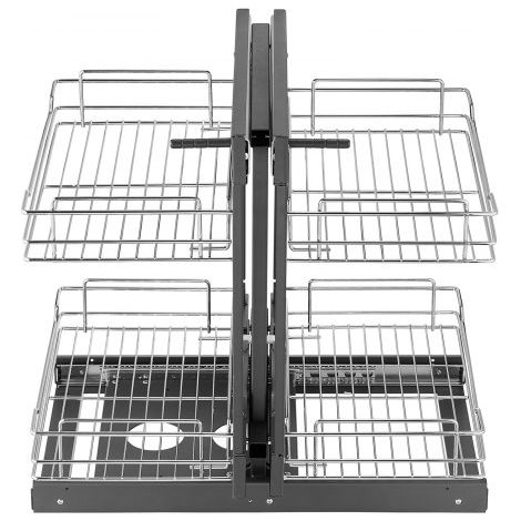 Organizador Extraíble de Esquina Ciega, Organizador de Gabinete de Cocina de 2 Niveles y 4 Estantes, Acero al Carbono Cromado, Compatible con Apertura Izquierda y Derecha, 605 x 455 x 590 mm (1/5)