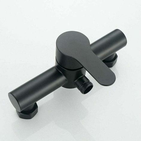 Black stainless steel bathtub shower faucet, wall-mounted shower head (1/5)