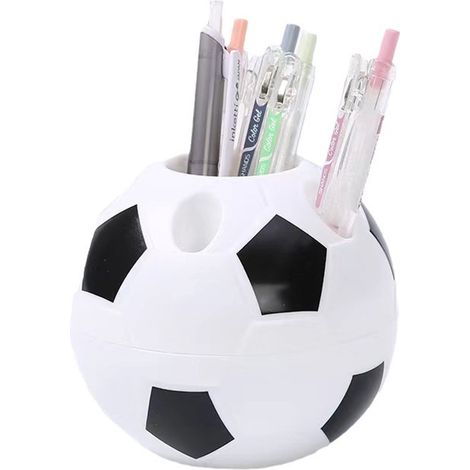 1 porte-stylo, forme de ballon de football, organisateur de bureau, décoration noire et blanche, idéal pour écoliers et bureaux (1/3)