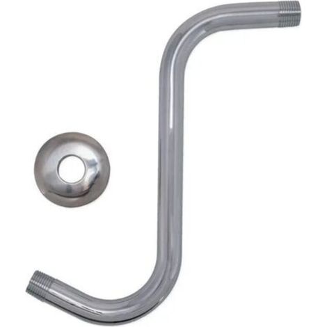 Unterputz-Duschrohr aus Edelstahl mit NPT-Gewinde, S-förmige Unterputzdusche, 8" verchromter S-förmiger Duscharm und Flansch aus Messing, 1/2" MIP-Anschluss (1/5)