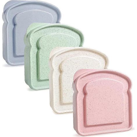 Lot de 4 boîtes à sandwich réutilisables pour enfants, porte-sandwich (1/4)