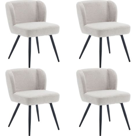 Wahson Lot de 4 Chaises en Lin,Chaise Salle à Manger Rembourré avec Pieds Métal, Chaise de Salon Coussin Épais sans Accoudoirs, Kaki (1/5)