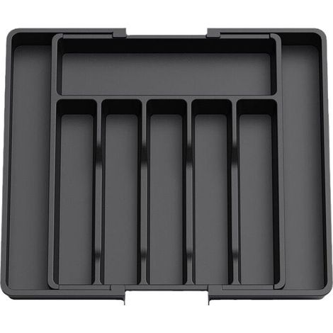 Cutlery Organizer, Expandable Drawer Cutlery Tray, Black Kitchen Adjustable Drawer Organizer (1/5)