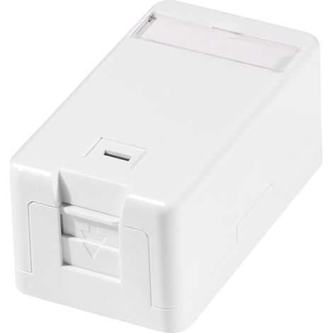 Keystone Aufputzdose mit 1 RJ45-USB-Anschluss und Klappe, weiß, LogiLink