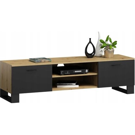Mobile TV Klara 120 rovere artigianale/nero per soggiorno Mensola TV MK (1/3)
