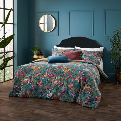 Ensemble de Couette Floral Exotique - Bleu Lac - Super King (1/5)