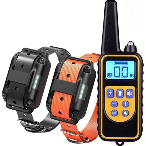 Collier de Dressage Rechargeable pour Chien, Mode Vibration, Son, Choc Statique et Lumière, IPX67, Adapté à Tous Les Chiens, 2 Colliers