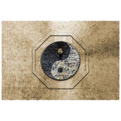 Papier peint panoramique marron motif ying & yang Tapisserie panoramique design pour bureau Papiers peints panoramique zen pour salon (1/3)