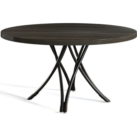 Mesa de comedor redonda negra de madera 120 cm para 4-6 personas HOMVRA (1/5)