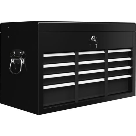 Coffre à outils à 6 tiroirs verrouillable, avec coulisses à billes, poignée latérale, acier noir, 60 x 26 x 34 cm, rangement atelier sans outil - CHICFURN (1/5)