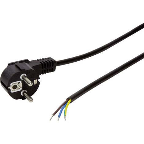LogiLink Strom Anschlusskabel [1x Schutzkontakt-Winkelstecker - 1x offene Kabelenden] 1.50 m Schwarz