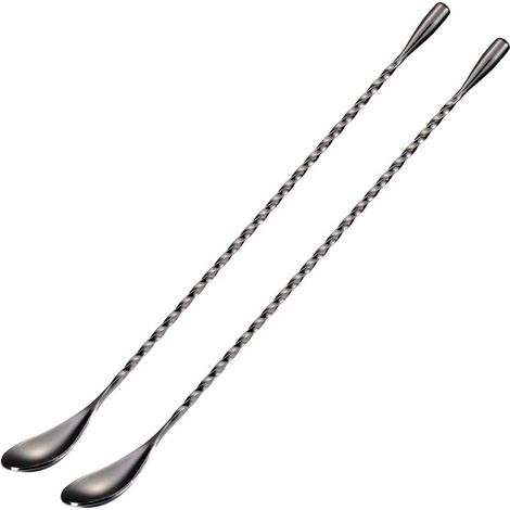 Agitateur À Cocktails - Acier Inoxydable - Manche Spiralé Long 30 Cm - Noir - Lot De 2 (1/5)