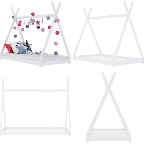 Cadre de lit d'enfant Blanc Bois de pin massif 70x140 cm - Lit Bébé - Lit Enfant - Tipi Enfant - Lit Design - Mobilier Enfant - Home & Living