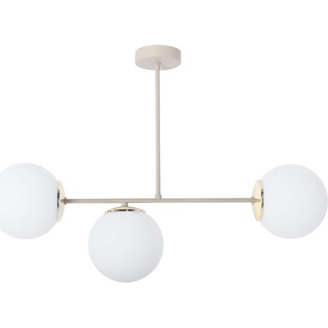 Lámpara de techo Siena color cachemir-oro, 3 luces, pantallas blancas, casquillo E14 (1/4)