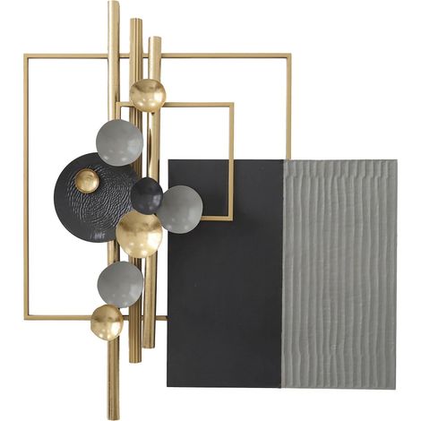 Panneau mural métal design abstrait or noir et gris - Or noir et gris moderne (1/3)
