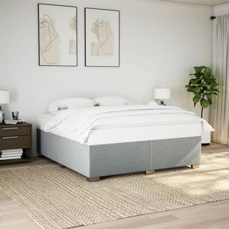 Cadre de lit avec sommier à lattes 200 x 200 cm tissu gris clair sans matelas - PANGIVO (1/5)