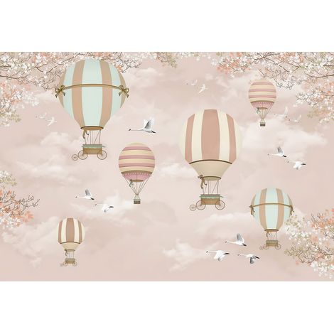 Papier peint panoramique Enfants - Montgolfières - 130 cm x 89 cm (1/2)