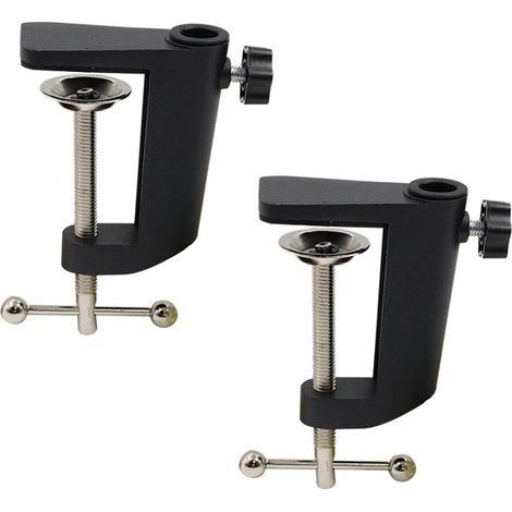2 Pièces Pince De Montage De Bureau, Support Fixe Pour Lampe De Bureau, Supports De Fixation En Aluminium En Forme De C, Support De Lampe De Bureau, Pour La Fixation Des Lampes Et (Noir)