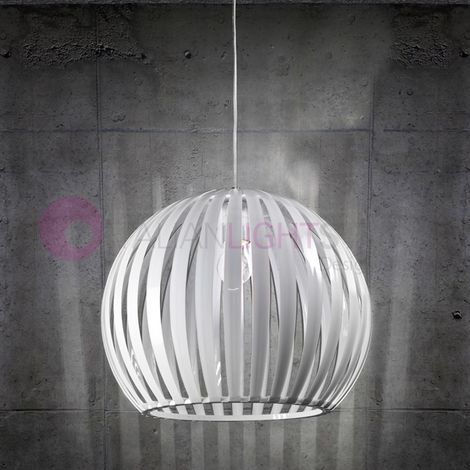 Sospensione Contemporanea Slice Metallo Cromo Acrilico Bianco 1 Luce E27 D40