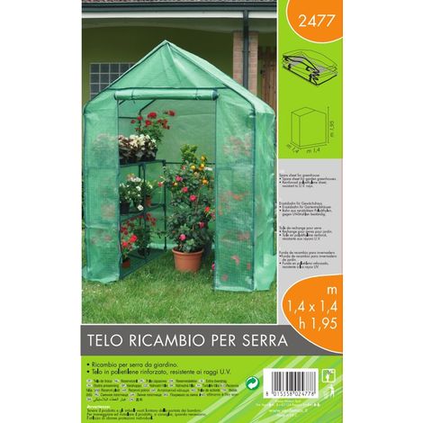telo di ricambio verdemax per serra anemone in pe rinforzato verde 140x140x195 cm