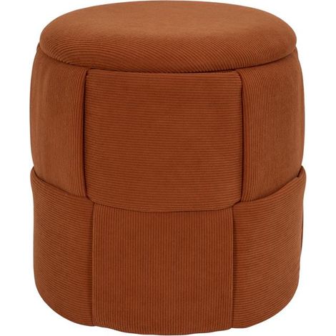 Pouf Coffre Tressé Côtelé "Jules" 38cm Terracotta (1/5)