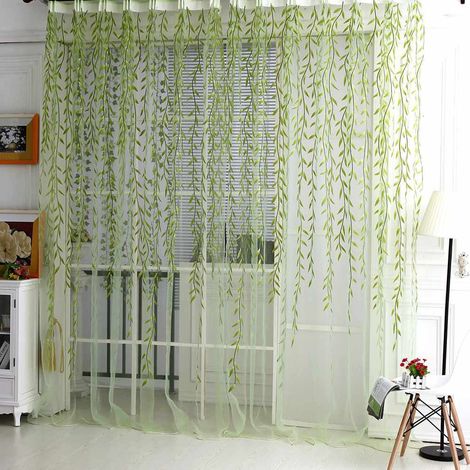 Rideaux style bohème vert sauge - Voilages verts - Décoration murale - Pour petites fenêtres et placards