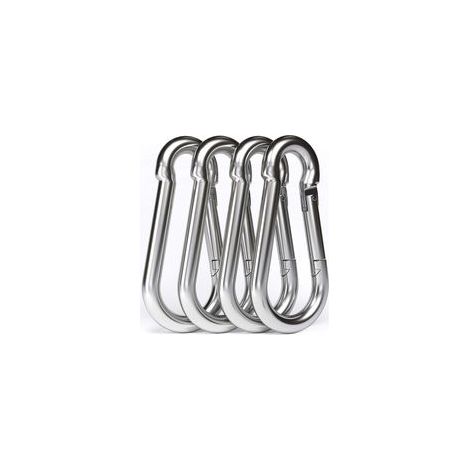 4PCS - M10 Mousqueton en Acier Inoxydable 304 - Grand Mousqueton INOX 100mm de Fixation Capacité de Charge de 750 kg, Crochet Mousqueton Hamc Balancoire - 100mm x φ10 mm
