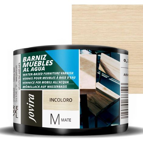 VERNIS D'AMEUBLEMENT MAT à base d'eau, pour l'entretien et la décoration des meubles en bois (375 Millilitres, Mat). (1/5)