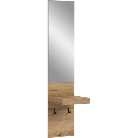 Naro Wandgarderobe Mit Spiegel, Regal, Haken 2 Haken Eiche Dekor.